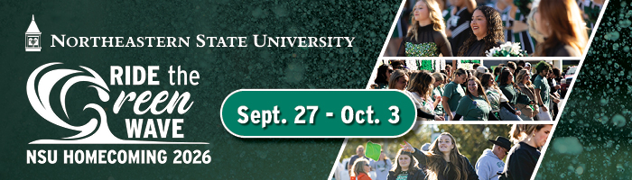 NSU 2026 Homecoming Banne NSU 2026 Homecoming Banner - Ride the Green Wave - Homecoming will be Sept. 27, 2026 - Oct. 3, 2026