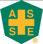 American Society of Safety Engineers (ASSE) A white stole with a green and gold ASSE logo
