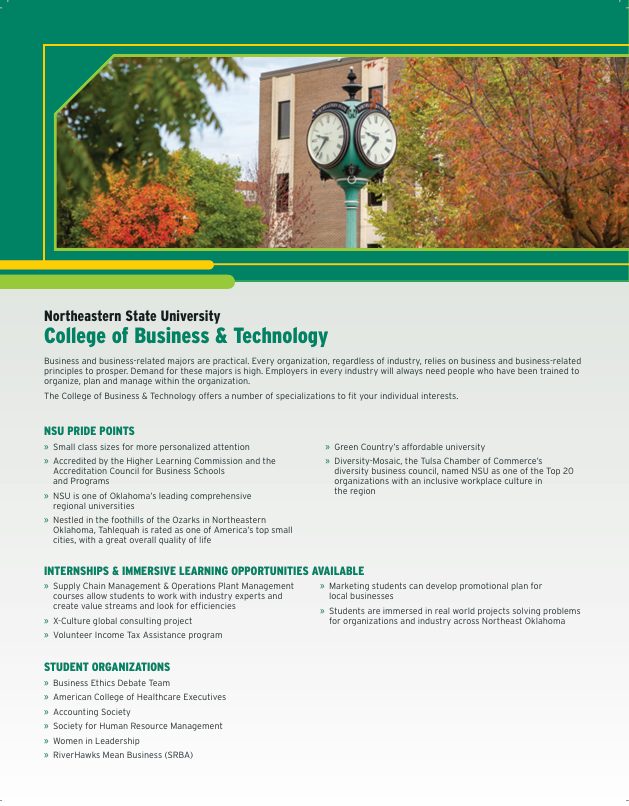 College of Business & Technology (PDF)