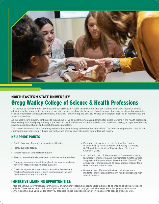 Gregg Wadley College of Science & Health Professions (PDF)