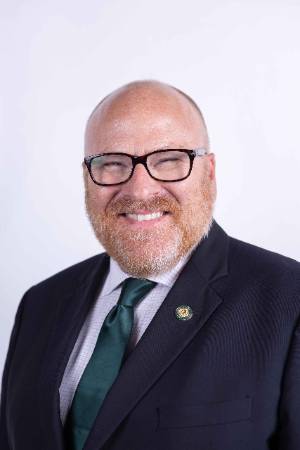 A headshot of NSU President Dr. Rodney Hanley