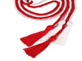 Lamda Pi Eta  red cord tied to a white cord