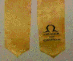 Order of Omega A gold stole with black Order of Omega logo