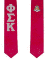 Pi Sigma Kappa A red stole with silver lettering and Pi Sigma Kappa logo