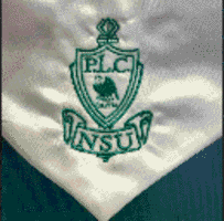 President's Leadership Class A white V-neck stole with green President's Leadership Class logo