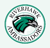 RiverHawk Ambassadors A green stole with the RiverHawk Ambassadors logo