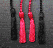 Sigma Tau Delta cardinal cord tied to a black cord