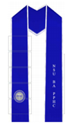 NSU-BA Pre-Professional Health Club Blue stole, white binding, white print with PPHC logo
